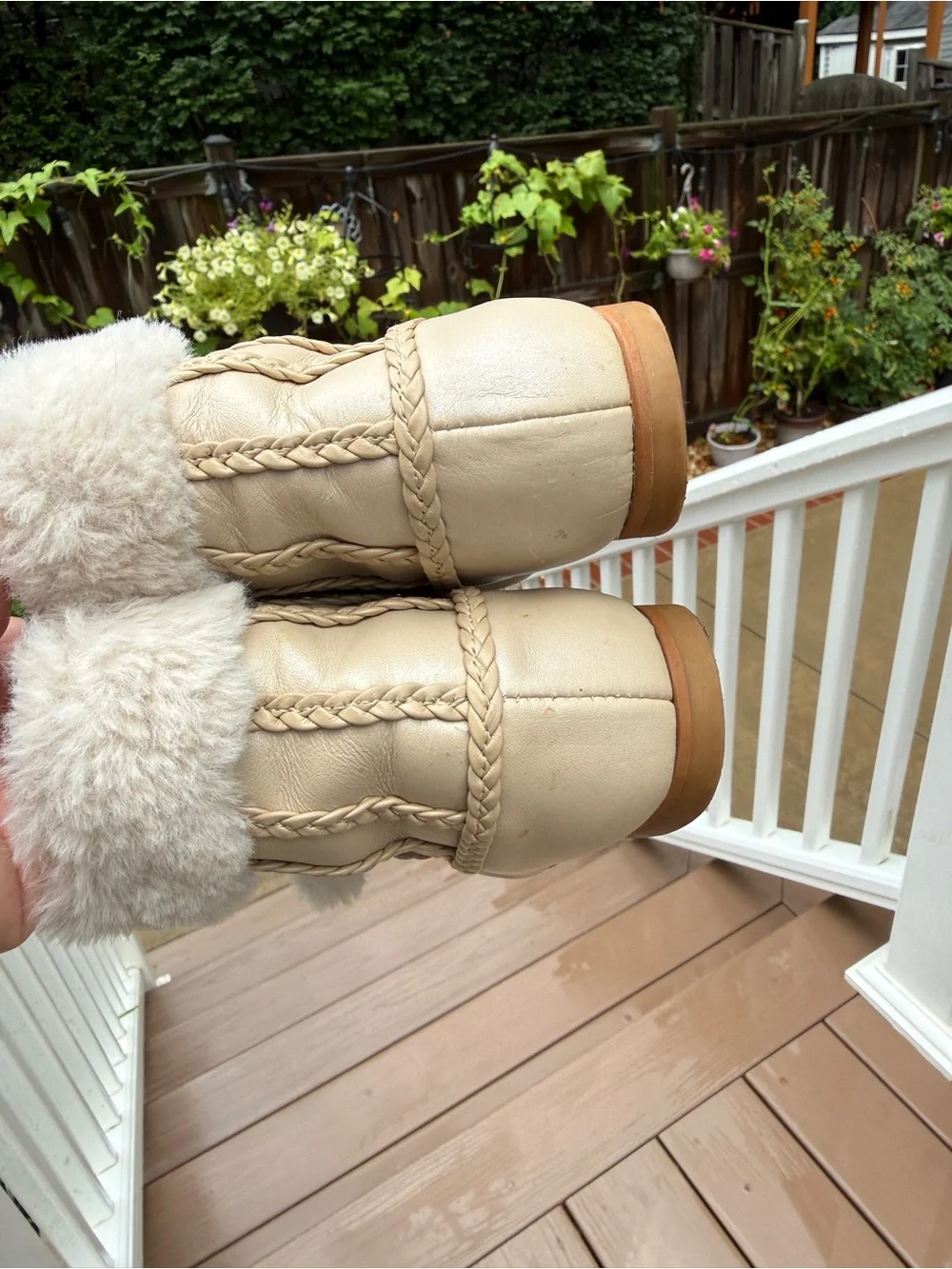 Petite Maison kids Irina Shearling light beige leather Booties size 29